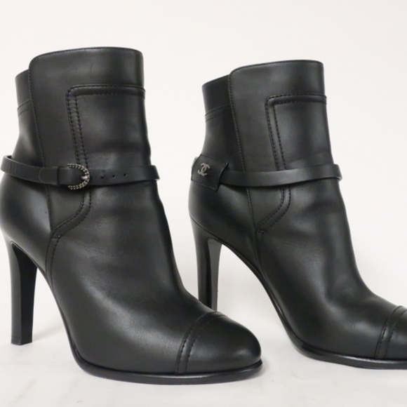CHANEL Shoes - Chanel Cap Toe Ankle Boot Black Leather